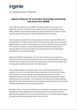ingenie Sensor with ANWB press release