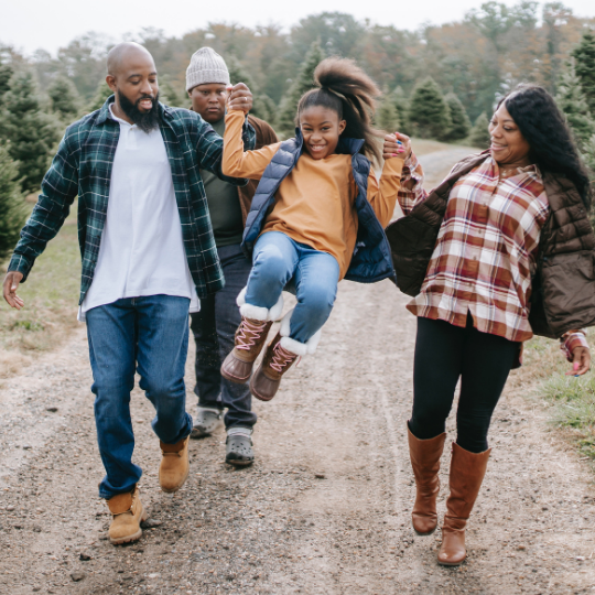 Family on a winter walk 